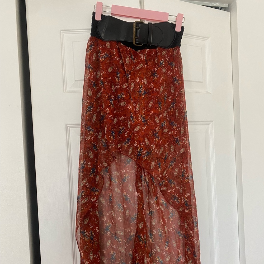 Rue21 Red Floral High Low Skirt